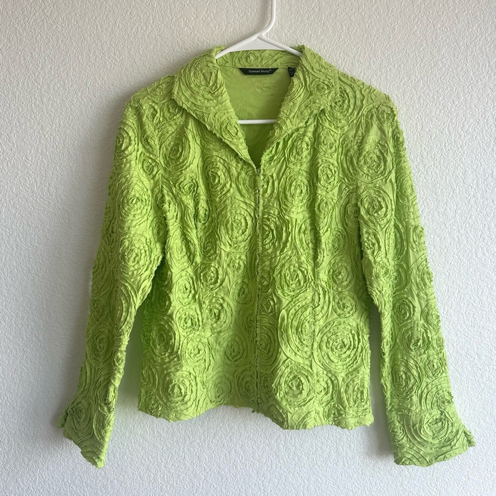 Samuel Dong Lime Green Rosette Jacket M